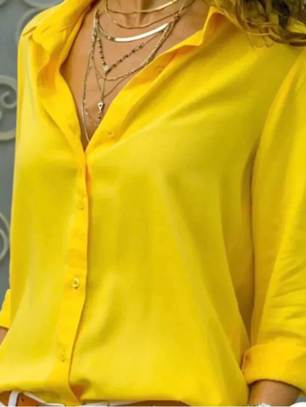 Yellow Women's Button-Down Blouse - Unbranded